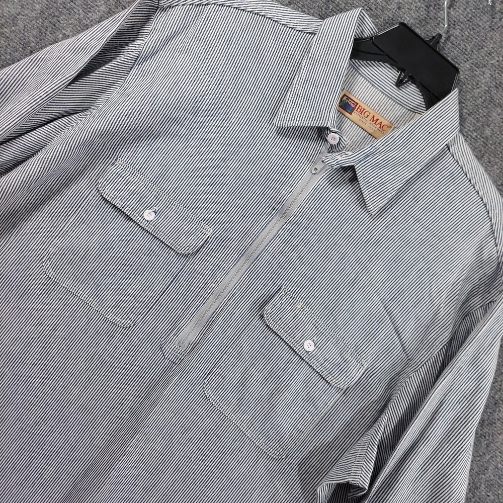 Vintage Big Mac Shirt Mens 2XL Hickory Stripe Railroad1/2 Zip Workwear USA